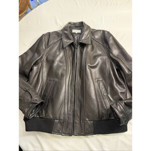 Pelle Studio Men’s Black Leather Bomber Vintage Jacket Size XXL